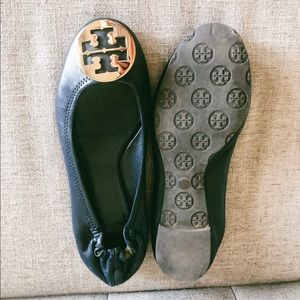 Tory Burch Navy Minnie Travel Ballet Flats